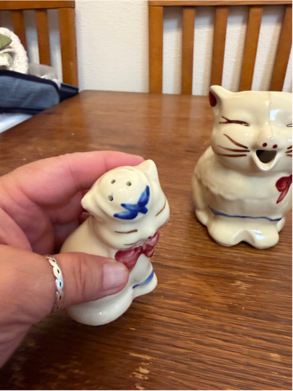Vintage Shawnee Puss N Boots Cat Creamer Salt Pepper Shakers 3 Pc Set